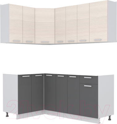 Готовая кухня Интерлиния Мила Лайт 1.2x1.9 без столешницы (вудлайн кремовый/антрацит)