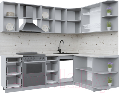 Кухонный гарнитур Интерлиния Берес 1.7x2.4 правая (дуб серый/опал светлый)