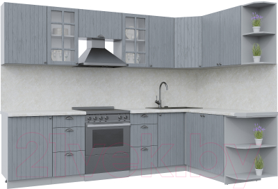 Готовая кухня Интерлиния Берес 1.7x2.9 правая (дуб серый/опал светлый)