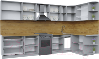 Готовая кухня Интерлиния Берес 1.7x3.5 левая (дуб полярный/серый каспий)