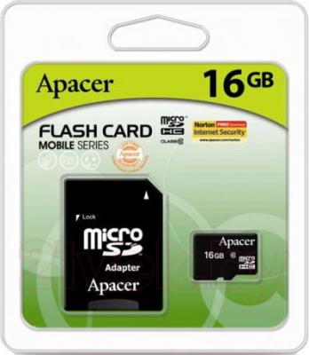 

Карта памяти Apacer, microSDHC UHS-I (Class 10) 16GB + адаптер (AP16GMCSH10U1-R)