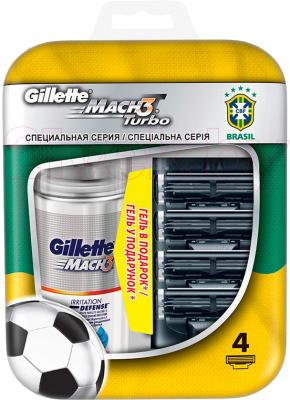 Бритвенный станок Gillette Mach3 Turbo (4шт + гель) - общий вид