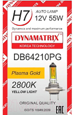 Автомобильная лампа Dynamatrix-Korea H7 Plasma Gold / DB64210PG