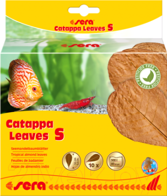 Корм для рыб Sera Catappa Leaves Листья индийского миндаля S / 32273 (10шт)
