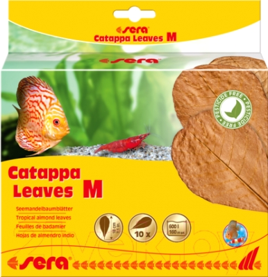 Корм для рыб Sera Catappa Leaves Листья индийского миндаля М / 32274 (10шт)