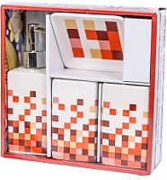 Набор аксессуаров для ванной Podari Mosaic Design 4 (оранжевый) - 
