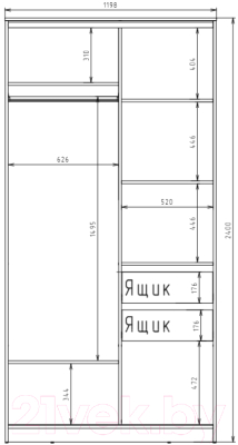 Шкаф-купе Рэйгрупп 120 TTX Elgon РГ-06.01 (дуб торонто/хром) - Схема