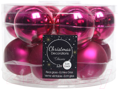 Набор шаров новогодних Decoris 140012  (12шт, насыщенный розовый)