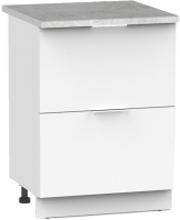 Шкаф-стол кухонный Интермебель Микс Топ ШСР 850-11-600 (белый премиум/мрамор лацио светлый) - 