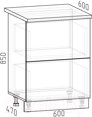 Шкаф-стол кухонный Интермебель Микс Топ ШСР 850-11-600 (белый премиум/мрамор лацио светлый)