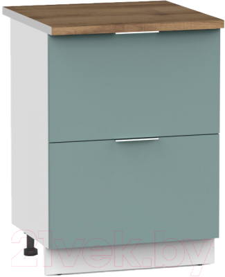 Шкаф-стол кухонный Интермебель Микс Топ ШСР 850-11-600 (сумеречный голубой/дуб фигурный светлый)
