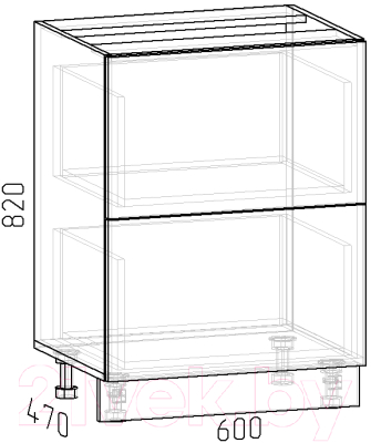 Шкаф-стол кухонный Интермебель Микс Топ ШСР 850-11-600 Без столешницы (белый премиум)