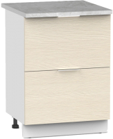 Шкаф-стол кухонный Интермебель Микс Топ ШСР 850-11-600 (вудлайн кремовый/мрамор лацио светлый) - 