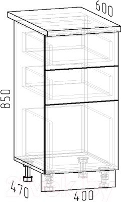 Шкаф-стол кухонный Интермебель Микс Топ ШСР 850-14-400 (белый премиум/мрамор лацио светлый)