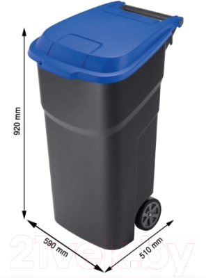 Контейнер для мусора Rotho Atlas / 4510106645 (100л, черный/голубой)
