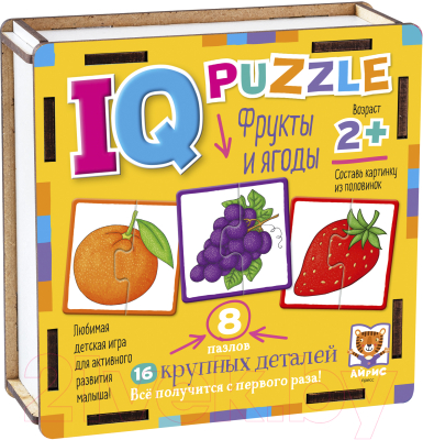 Развивающая игра Айрис-пресс IQ пазл деревянный. Фрукты и ягоды 2+ / 9785811282524