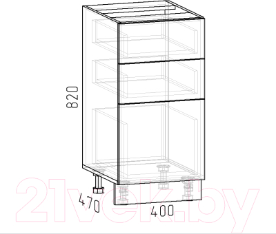 Шкаф-стол кухонный Интермебель Микс Топ ШСР 850-14-400 Без столешницы (графит серый)