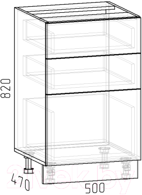 Шкаф-стол кухонный Интермебель Микс Топ ШСР 850-14-500 Без столешницы (бетон)