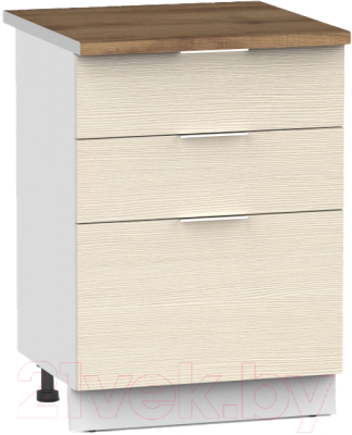 Шкаф-стол кухонный Интермебель Микс Топ ШСР 850-14-500 (вудлайн кремовый/дуб фигурный светлый)