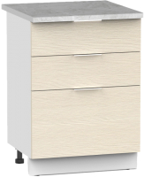 Шкаф-стол кухонный Интермебель Микс Топ ШСР 850-14-500 (вудлайн кремовый/мрамор лацио светлый) - 