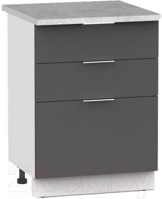 Шкаф-стол кухонный Интермебель Микс Топ ШСР 850-14-600 (графит серый/мрамор лацио светлый)