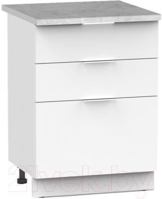 Шкаф-стол кухонный Интермебель Микс Топ ШСР 850-14-500 (белый премиум/мрамор лацио светлый)