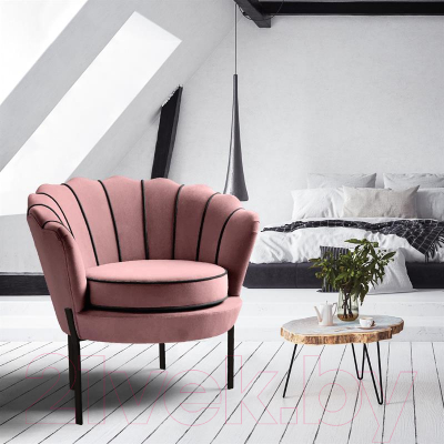 Кресло мягкое Halmar Angelo (розовый/черный)