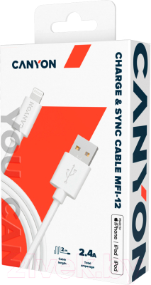 Кабель Canyon USB MFI Lightning MFI-12 / CNS-MFIC12W