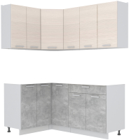 Кухонный гарнитур Интерлиния Мила Лайт 1.2x1.8 без столешницы (вудлайн кремовый/бетон) - 