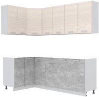 Кухонный гарнитур Интерлиния Мила Лайт 1.2x2.2 без столешницы (вудлайн кремовый/бетон) - 