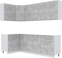 Кухонный гарнитур Интерлиния Мила Лайт 1.2x2.4 без столешницы (бетон) - 