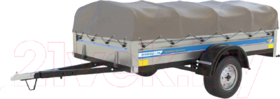 Изображение товара Прицеп для автомобиля Кремень Стандарт плюс 2.5x1.3 (31см борт, серый тент 30см, оцинкованный)