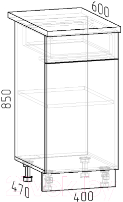Шкаф-стол кухонный Интермебель Микс Топ ШСР 850-19-400 (белый премиум/венато)
