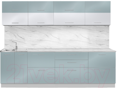 Готовая кухня Артём-Мебель Яна-Ш СН-114 МДФ 2.6м (белый алмаз/небесная лазурь)