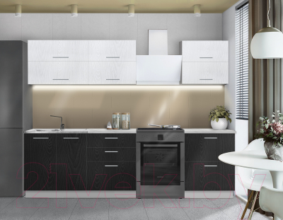 Готовая кухня Артём-Мебель Яна-Ш СН-114 МДФ 1.8м (ясень белый текстурный/распил графит)