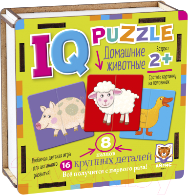 Развивающая игра Айрис-пресс IQ пазл деревянный. Домашние животные 2+ / 9785811282289