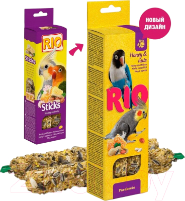 Лакомство для птиц Mealberry RIO Палочки для средних попугаев с медом и орехами (2x75г)