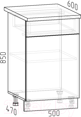 Шкаф-стол кухонный Интермебель Микс Топ ШСР 850-19-500 (графит серый/дуб фигурный светлый)