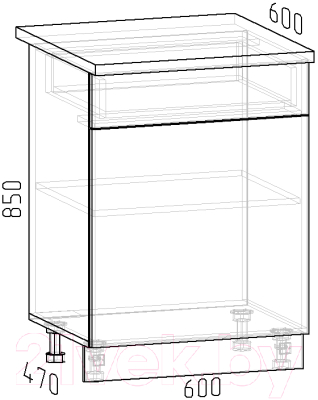 Шкаф-стол кухонный Интермебель Микс Топ ШСР 850-19-600 (белый премиум/мрамор лацио светлый)