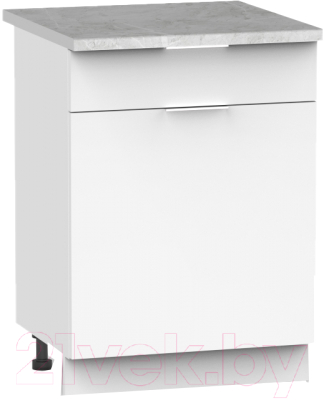 Шкаф-стол кухонный Интермебель Микс Топ ШСР 850-19-600 (белый премиум/мрамор лацио светлый)