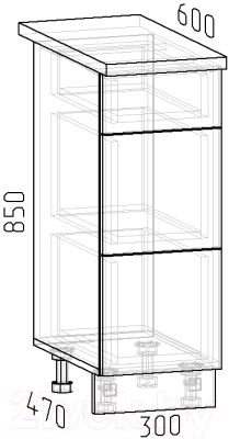 Шкаф-стол кухонный Интермебель Микс Топ ШСР 850-23-300 (белый премиум/венато)