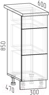 Шкаф-стол кухонный Интермебель Микс Топ ШСР 850-23-300 (графит серый/мрамор лацио светлый)