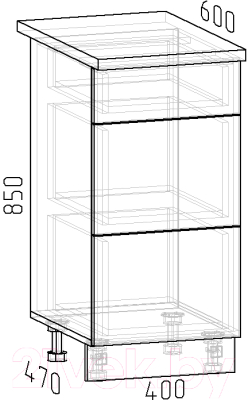 Шкаф-стол кухонный Интермебель Микс Топ ШСР 850-23-400 (белый премиум/мрамор лацио светлый)