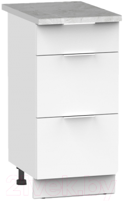 Шкаф-стол кухонный Интермебель Микс Топ ШСР 850-23-400 (белый премиум/мрамор лацио светлый)