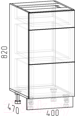 Шкаф-стол кухонный Интермебель Микс Топ ШСР 850-23-400 без столешницы (бетон)