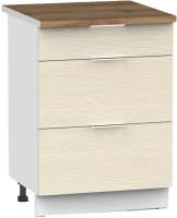 Шкаф-стол кухонный Интермебель Микс Топ ШСР 850-23-500 (вудлайн кремовый/дуб фигурный светлый) - 