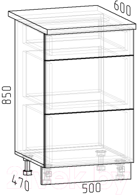 Шкаф-стол кухонный Интермебель Микс Топ ШСР 850-23-500 (вудлайн кремовый/тунис)