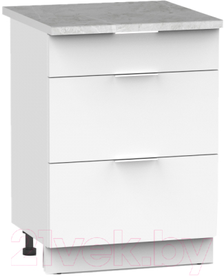 Шкаф-стол кухонный Интермебель Микс Топ ШСР 850-23-600 (белый премиум/мрамор лацио светлый)