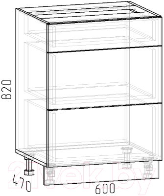 Шкаф-стол кухонный Интермебель Микс Топ ШСР 850-23-600 без столешницы (белый премиум)
