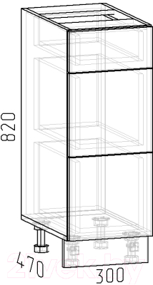 Шкаф-стол кухонный Интермебель Микс Топ ШСР 850-23-300 без столешницы (белый премиум)